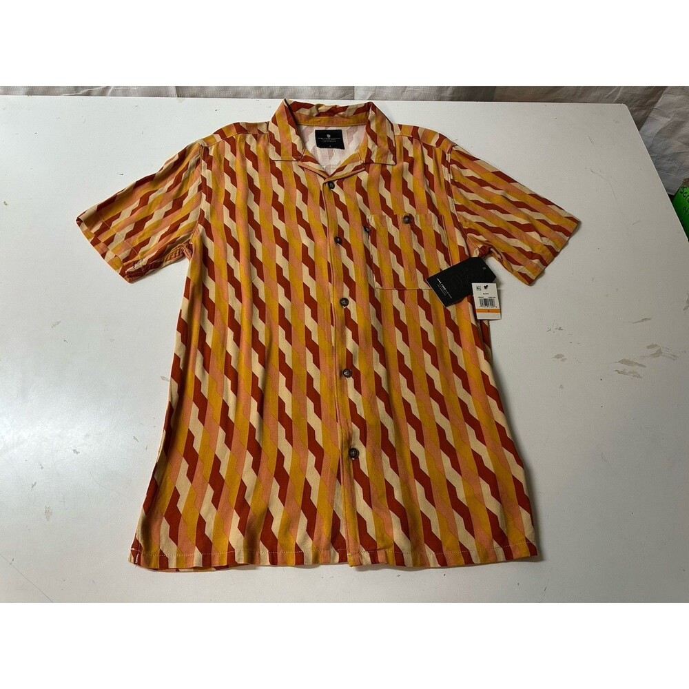 Junk Food Clothing LA Alexei Geometric Print Rayon Camp Shirt Men’s Size S - NWT